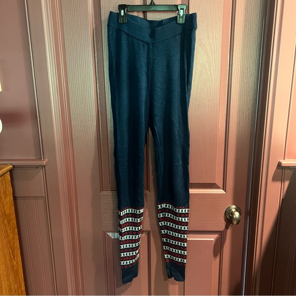 Toad&Co Navy and White Patterned Knit Leggings